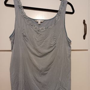 Shell top with lace xlrg slate blue